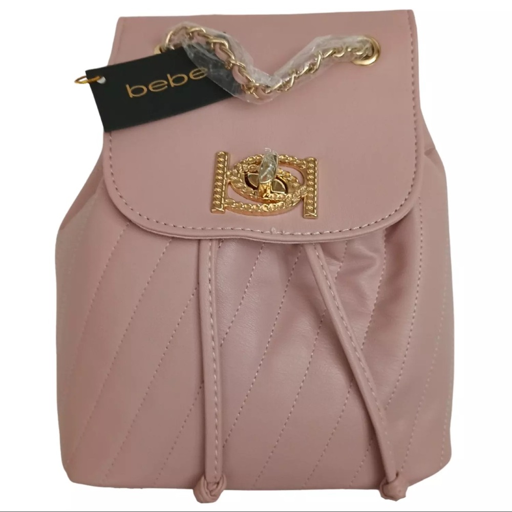 bebe Blush Pink Quilted Chain-Accent Backpack